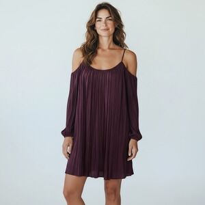 BAILEY 44 Designer Purple Cold Shoulder Long Sleeve Mini Dress XS Holiday Party